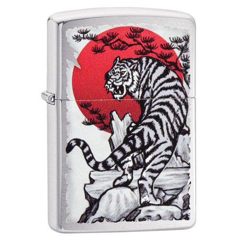499 ZIPPO ЗажигалкаAsian Tiger с покрытием Brushed Chrome 499 ZIPPO ЗажигалкаAsian Tiger с покрытием Brushed Chrome